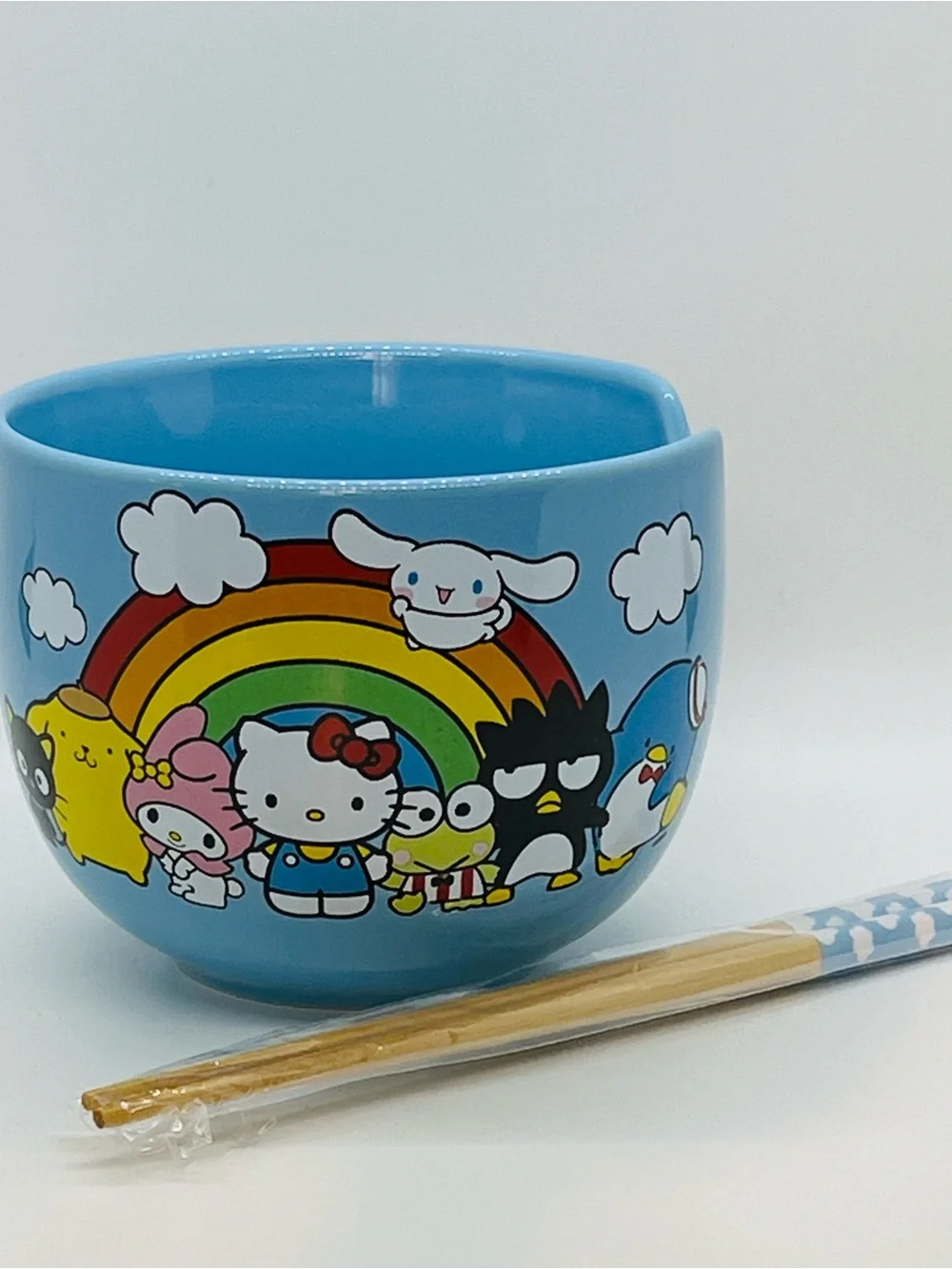 Sanrio Hello Kitty & Friends Ceramic Ramen Bowl With Matching Wooden Chopsticks